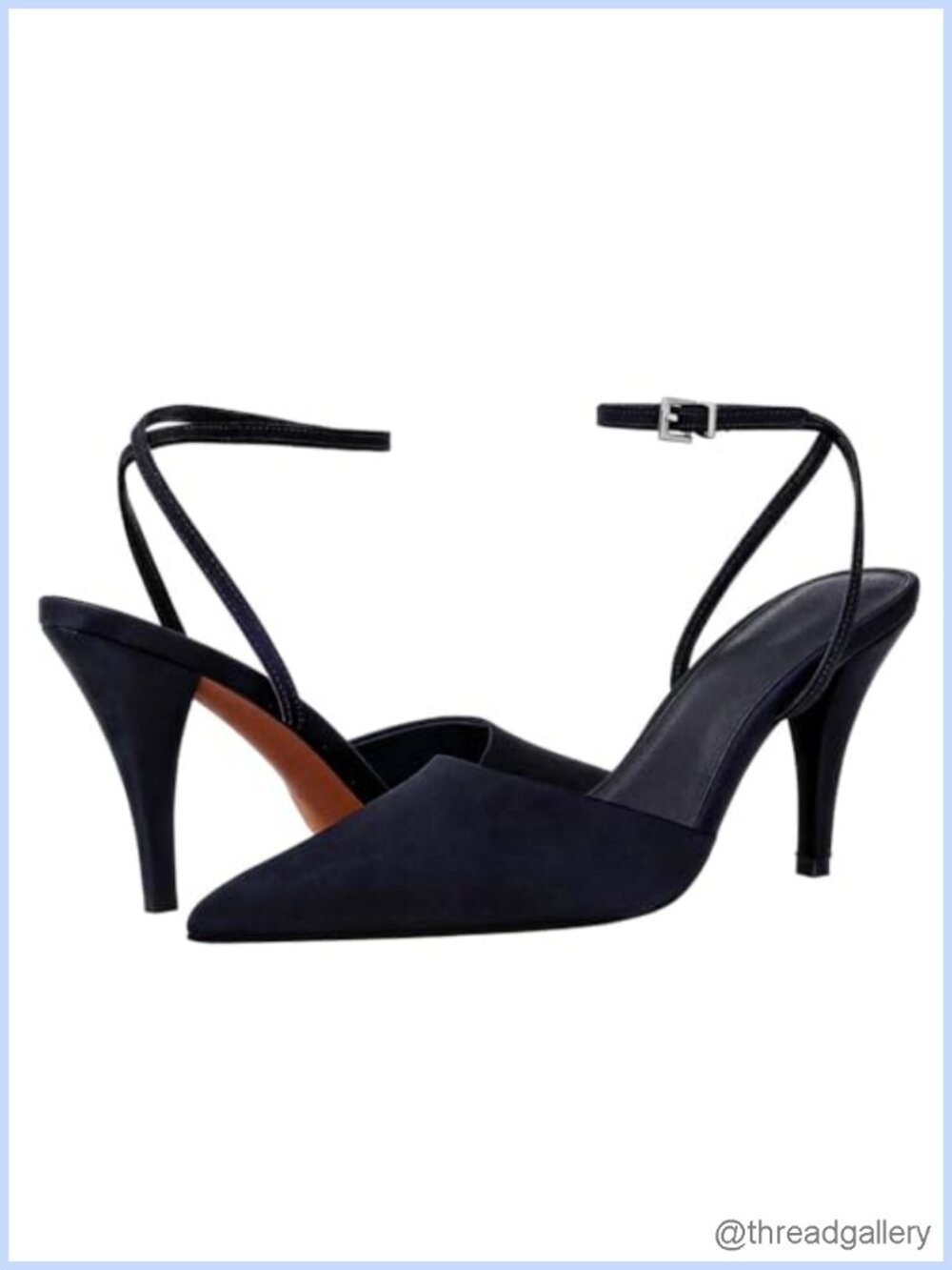 Slingback Pumps Pointed Toe Block Heels Ankle Strap Wedding Party Shoes
